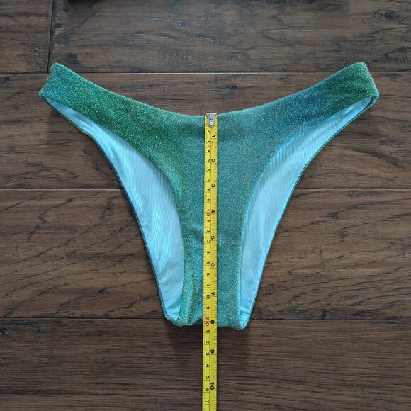 aerie sparkle cheeky scoop bikini green size small - Picture 3 of 16